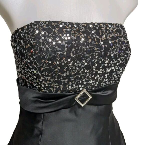 Jessica McClintock for Gunne Sax  Dress Strapless Sequins Bouffant Black 3 NEW - Picture 2 of 11